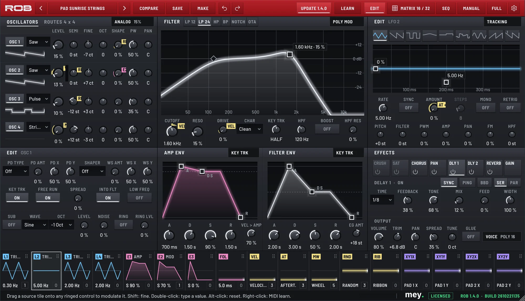MEY ROB with its lit panel coming on